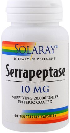 Serrapeptase, 10 mg, 90 Veggie Caps by Solaray, 補充劑，酶 HK 香港