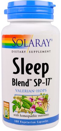 Sleep Blend SP-17, Valerian-Hops, 100 Veggie Caps by Solaray, 補充，睡覺 HK 香港