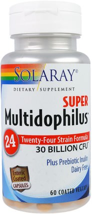 Super Multidophilus 24, 30 Billion CFU, 60 Coated Vegcaps by Solaray, 補充劑，益生菌 HK 香港