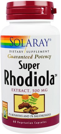 Super Rhodiola Extract, 500 mg, 60 Veggie Caps by Solaray, 草藥，紅景天，適應原 HK 香港
