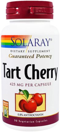 Tart Cherry, 425 mg, 90 Veggie Caps by Solaray, 補品，水果提取物，櫻桃（水果黑野） HK 香港