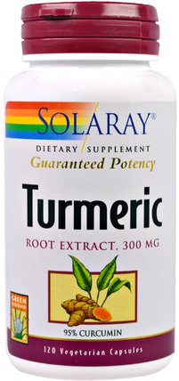 Turmeric Root Extract, 300 mg, 120 Vegetarian Capsules by Solaray, 補充劑，抗氧化劑，薑黃素，薑黃 HK 香港