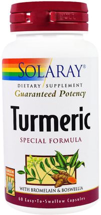 Turmeric, Special Formula, 60 Easy-To-Swallow Capsules by Solaray, 補充劑，抗氧化劑，薑黃素，薑黃 HK 香港