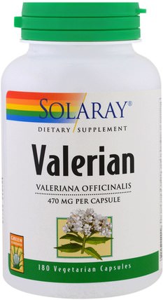 Valerian, 470 mg, 180 Veggie Caps by Solaray, 草藥，纈草 HK 香港