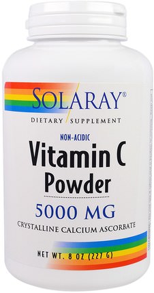 Vitamin C Powder, 5.000 mg, 8 oz (227 g) by Solaray, 維生素，維生素c，維生素C粉和晶體 HK 香港