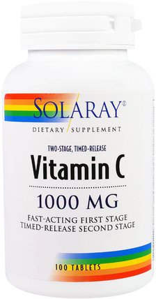 Vitamin C, Two-Stage Timed-Release, 1.000 mg, 100 Tablets by Solaray, 維生素，維生素c HK 香港