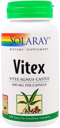 Vitex, 400 mg, 100 Easy-To-Swallow Capsules by Solaray, 草藥，純潔的漿果 HK 香港