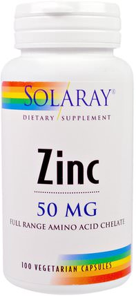 Zinc, 50 mg, 100 Veggie Caps by Solaray, 補品，礦物質，鋅 HK 香港