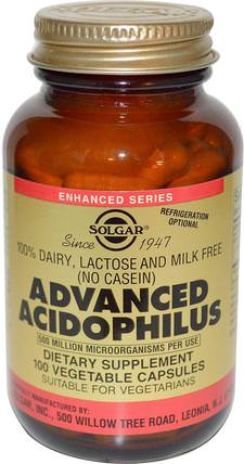 Advanced Acidophilus, 100 Vegetable Capsules by Solgar, 補充劑，益生菌，穩定的益生菌 HK 香港