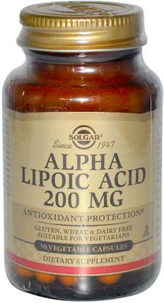 Alpha Lipoic Acid, 200 mg, 50 Vegetable Capsules by Solgar, 補充劑，抗氧化劑 HK 香港