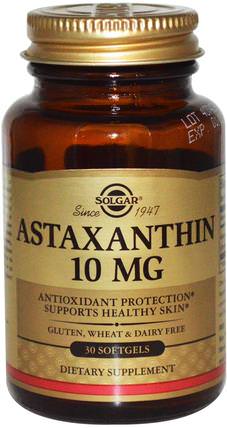 Astaxanthin, 10 mg, 30 Softgels by Solgar, 補充劑，抗氧化劑，蝦青素 HK 香港