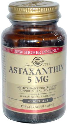 Astaxanthin, 5 mg, 60 Softgels by Solgar, 補充劑，抗氧化劑，蝦青素 HK 香港