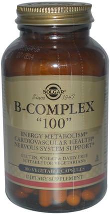 B-Complex 100, 100 Vegetable Capsules by Solgar, 健康，能量，維生素，維生素B複合物 HK 香港