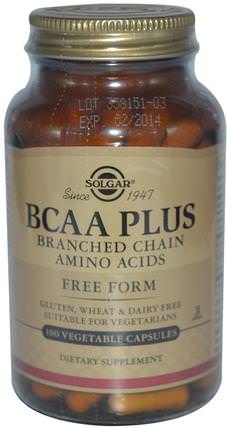 BCAA Plus, Free Form, 100 Vegetable Capsules by Solgar, 補充劑，氨基酸，bcaa（支鏈氨基酸） HK 香港