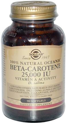 Beta-Carotene, 25.000 IU, 90 Softgels by Solgar, 補充劑，抗氧化劑，維生素a，β胡蘿蔔素 HK 香港