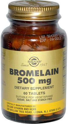 Bromelain, 500 mg, 60 Tablets by Solgar, 補充劑，酶 HK 香港