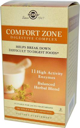 Comfort Zone Digestive Complex, 90 Vegetable Capsules by Solgar, 補充劑，消化酶 HK 香港