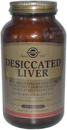 Desiccated Liver, 250 Tablets by Solgar, 補品，肝製品 HK 香港