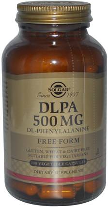 DLPA, Free Form, 500 mg, 100 Vegetable Capsules by Solgar, 補充劑，氨基酸，dl苯丙氨酸（dlpa） HK 香港