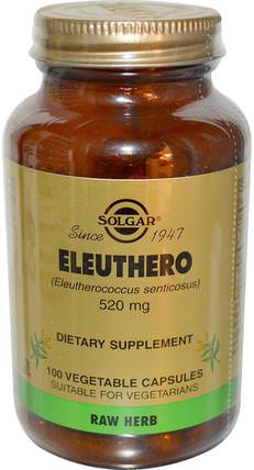 Eleuthero, 520 mg, 100 Vegetable Capsules by Solgar, 補充劑，adaptogen，感冒和病毒，人參，eleuthero HK 香港