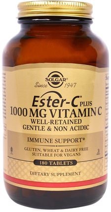 Ester-C Plus, Vitamin C, 1.000 mg, 180 Tablets by Solgar, 維生素，維生素c HK 香港