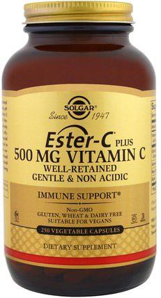 Ester-C Plus, Vitamin C, 500 mg, 250 Vegetable Capsules by Solgar, 補充劑，抗氧化劑，維生素c HK 香港
