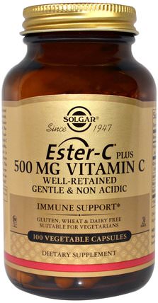Ester-C Plus, Vitamin C, 500 mg, 100 Vegetable Capsules by Solgar, 維生素，維生素c HK 香港