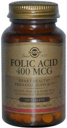 Folic Acid, 400 mcg, 250 Tablets by Solgar, 維生素，葉酸 HK 香港