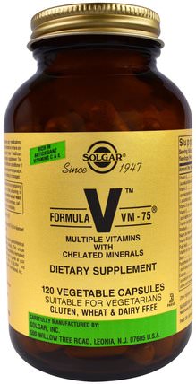 Formula V, VM-75, Multiple Vitamins with Chelated Minerals, 120 Vegetable Capsules by Solgar, 健康 HK 香港