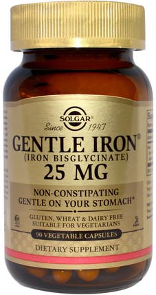 Gentle Iron, 25 mg, 90 Vegetable Capsules by Solgar, 補品，礦物質，鐵 HK 香港