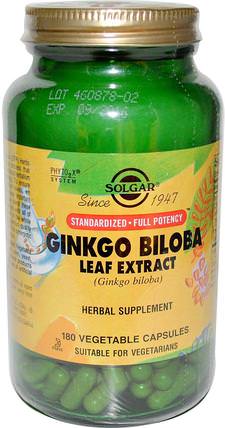 Ginkgo Biloba Leaf Extract, 180 Vegetable Capsules by Solgar, 草藥，銀杏葉 HK 香港
