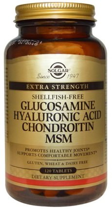 Glucosamine Hyaluronic Acid Chondroitin MSM, 120 Tablets by Solgar, 補充劑，氨基葡萄糖軟骨素 HK 香港
