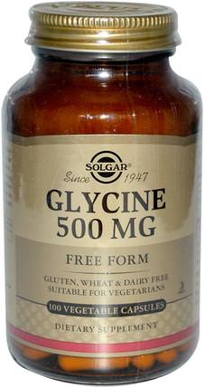 Glycine, 500 mg, 100 Vegetable Capsules by Solgar, 補充劑，氨基酸，甘氨酸 HK 香港