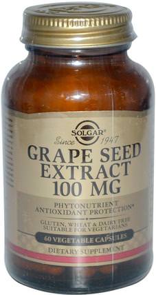 Grape Seed Extract, 100 mg, 60 Vegetable Capsules by Solgar, 補充劑，抗氧化劑，葡萄籽提取物 HK 香港