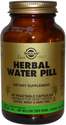 Herbal Water Pill, 100 Vegetable Capsules by Solgar, 補充劑，利尿劑水丸 HK 香港