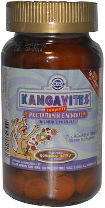 Kangavites, Complete Multivitamin & Mineral Childrens Formula, Berry Flavor, 120 Chewable Tablets by Solgar, 維生素，多種維生素，兒童多種維生素 HK 香港