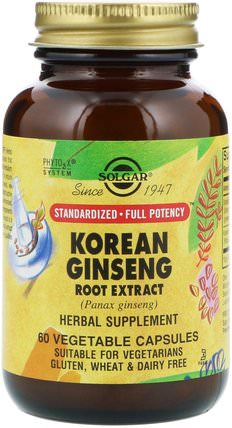 Korean Ginseng Root Extract, 60 Vegetable Capsules by Solgar, 補充劑，adaptogen，感冒和病毒，人參韓國 HK 香港