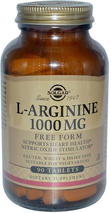 L-Arginine, 1000 mg, 90 Tablets by Solgar, 補充劑，氨基酸，精氨酸 HK 香港