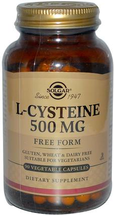 L-Cysteine, 500 mg, 90 Vegetable Capsules by Solgar, 補充劑，半胱氨酸 HK 香港