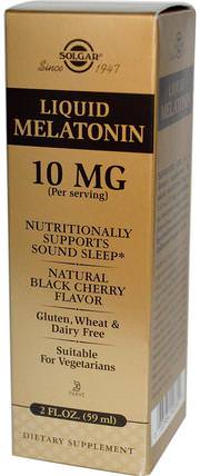 Liquid Melatonin, Natural Black Cherry Flavor, 10 mg, 2 fl oz (59 ml) by Solgar, 補充劑，褪黑激素液 HK 香港