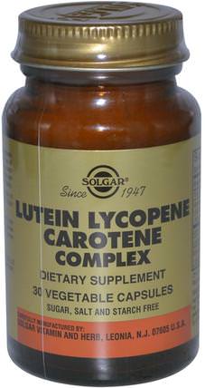 Lutein Lycopene Carotene Complex, 30 Vegetable Capsules by Solgar, 補充劑，類胡蘿蔔素 HK 香港