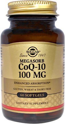 Megasorb CoQ-10, 100 mg, 60 Softgels by Solgar, 補充劑，輔酶q10，coq10 HK 香港