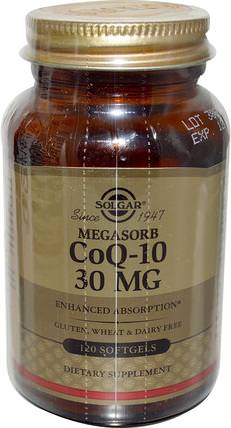 Megasorb CoQ-10, 30 mg, 120 Softgels by Solgar, 補充劑，輔酶q10 HK 香港