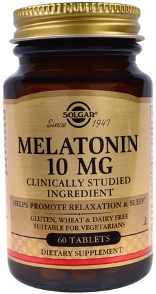 Melatonin, 10 mg, 60 Tablets by Solgar, 補充劑，褪黑激素 HK 香港