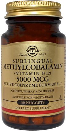 Methylcobalamin (Vitamin B12), 5000 mcg, 30 Nuggets by Solgar, 健康 HK 香港