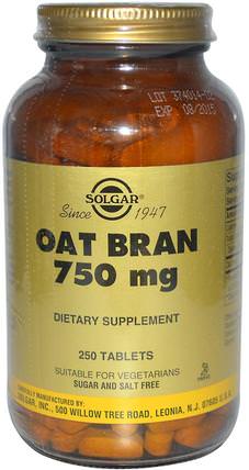 Oat Bran, 750 mg, 250 Tablets by Solgar, 補品，纖維，燕麥麩 HK 香港
