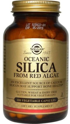 Oceanic Silica, From Red Algae, 100 Vegetable Capsules by Solgar, 補充劑，紅色礦物海藻，礦物質 HK 香港