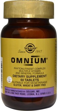 Omnium, Phytonutrient Complex Multiple Vitamin and Mineral Formula, 60 Tablets by Solgar, 維生素，多種維生素 HK 香港