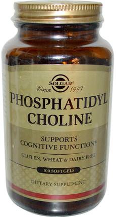 Phosphatidyl Choline, 100 Softgels by Solgar, 維生素，磷脂酰膽鹼 HK 香港