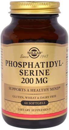 Phosphatidylserine, 200 mg, 60 Softgels by Solgar, 補充劑，磷脂酰絲氨酸 HK 香港